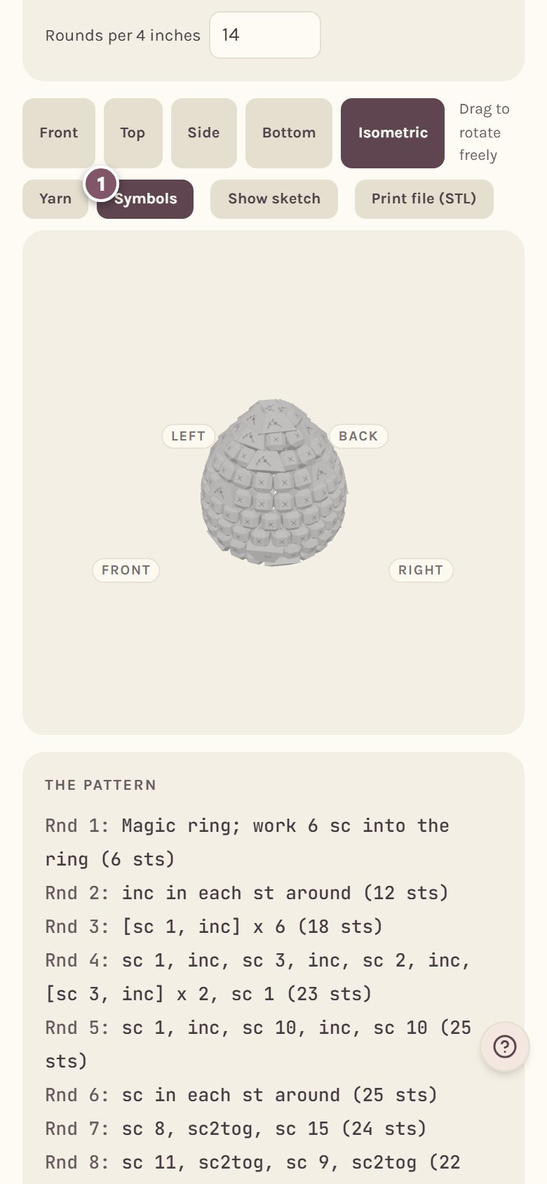 The same shape shown as symbol blocks, with Symbols marked 1 (on a phone)
