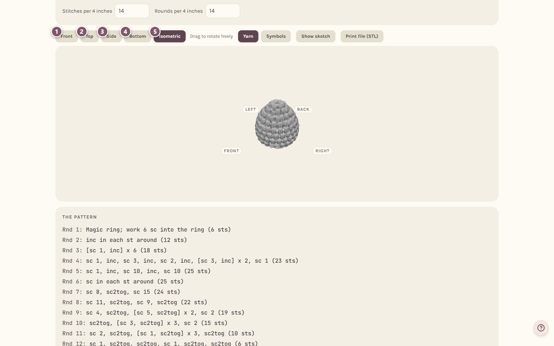 The 3D view's buttons: 1 Front, 2 Top, 3 Side, 4 Bottom, 5 Isometric (on a computer)