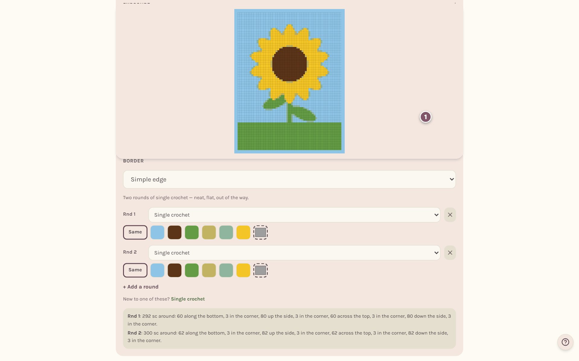 The Make it in panels card, with the In panels box marked 1 (on a computer)