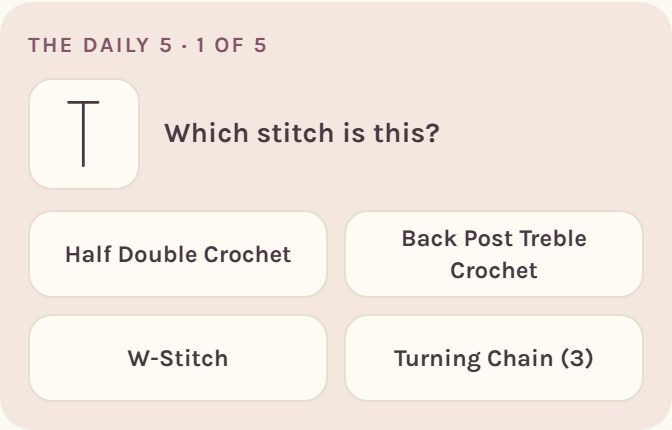 A Daily 5 question: which stitch is this symbol, with four answers to pick from (on a phone)