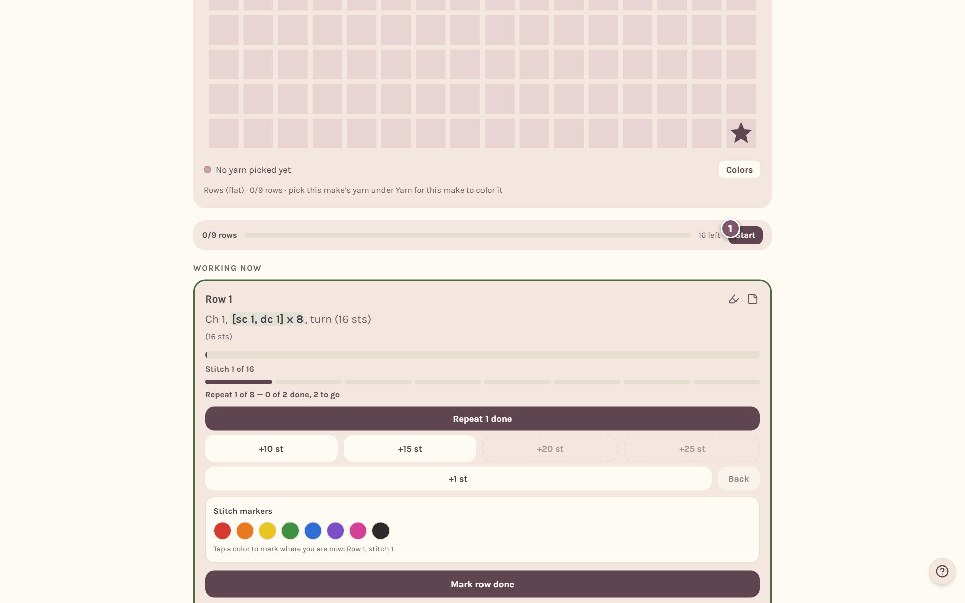 The progress bar above Working now, with Start marked 1 (on a computer)